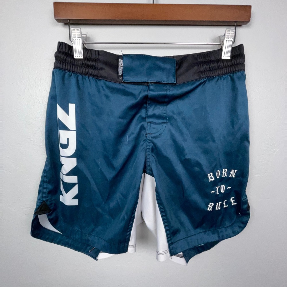 Kingz Shorts Men 30 Blue Born To Rule MMA BJJ Grappling Kimonos UFC Fight 8"